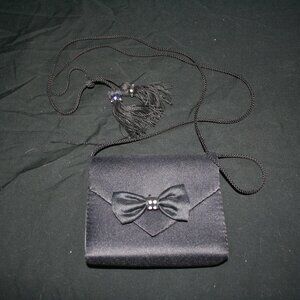 Vintage La Regale Black Satin Evening Bag